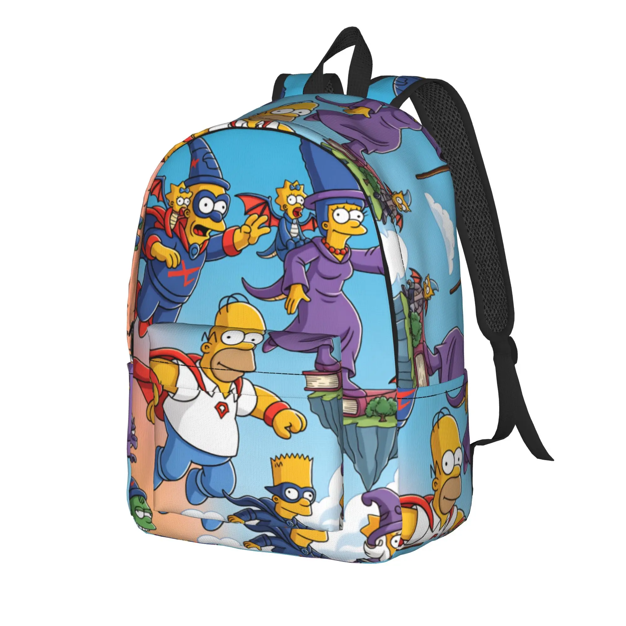S-Simpsons Fantasy Adventure Backpack  Student Polyester Sport Backpacks Durable Stylish High School Bags Rucksack