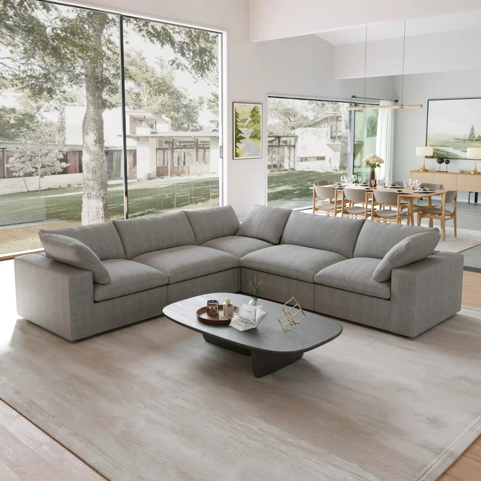 #Vacuum Packed Sofa Room Furniture Set Chair and Bed Compression Vacuum Sofa in Box Couch with Sponge Filling Material view 3