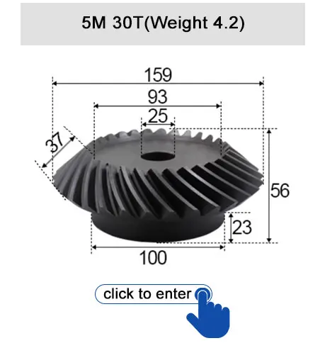 45 # Stahl-Spiralkegelradgetriebe, 2M, 15T bis 60T, Modul 1:4, 90 Grad Differentialgetriebe, gleicher Übersetzungsverhältnis, Durchmesser 8mm bis 12mm, Loch – Detail 22