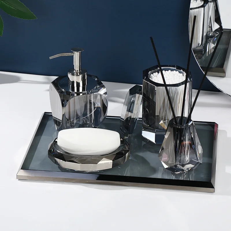 Transparent Glass Soap Dispenser, Storage Box, Aromatherapy Bottle, Shampoo Dispenser, Bathroom Decoration Accessories, Tray