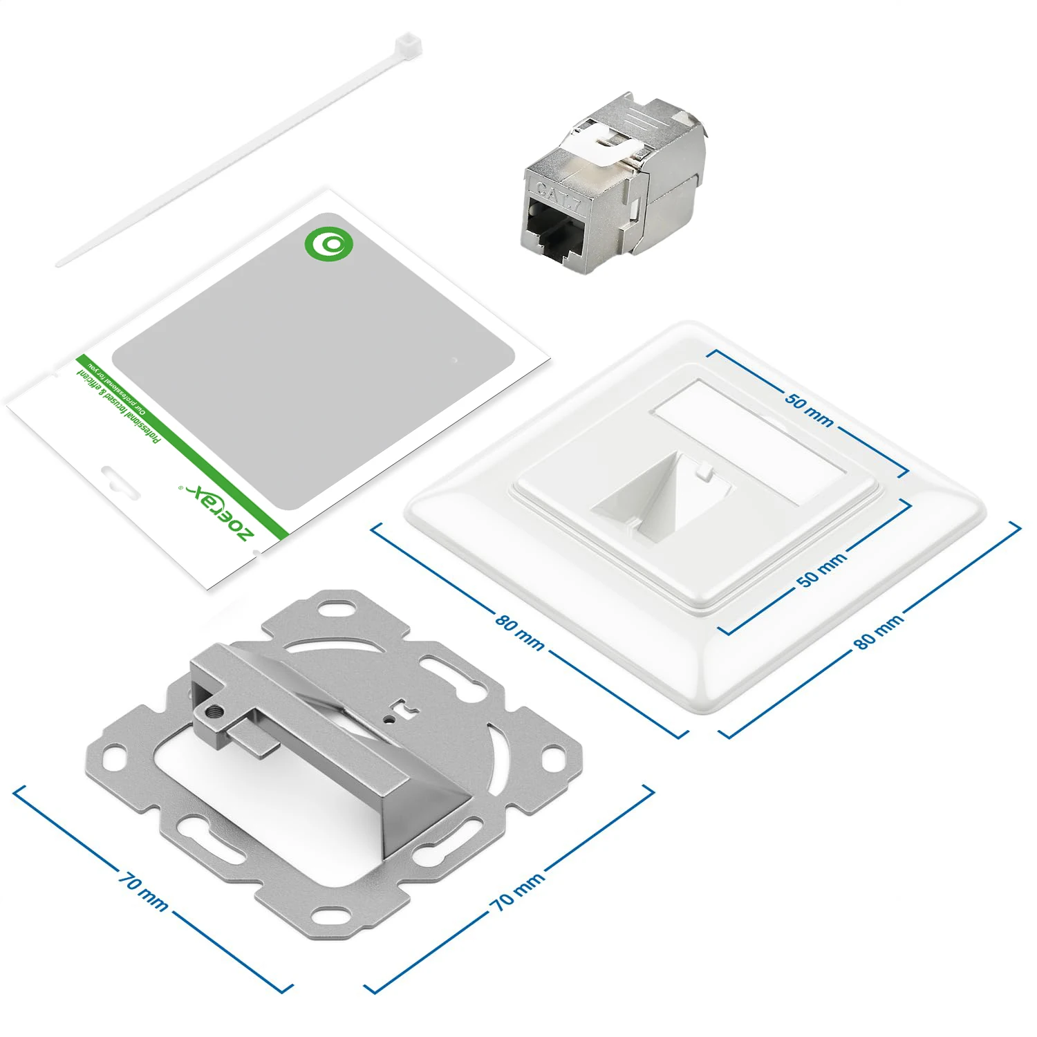 ZoeRax 1-Port Unterputz-Netzwerkbuchse RJ45 Ethernet-Datenbuchse mit RJ45 CAT8 CAT7 CAT6A Vollständig geschirmten Keystone-Buchsen – Detail 8