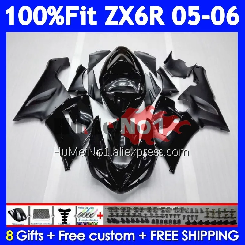 Injection black stock Body For KAWASAKI NINJA ZX 6R 600 636 6 R 206No.1 ZX-6R ZX636 ZX6R 05 06 ZX600 ZX-636 2005 2006 Fairings