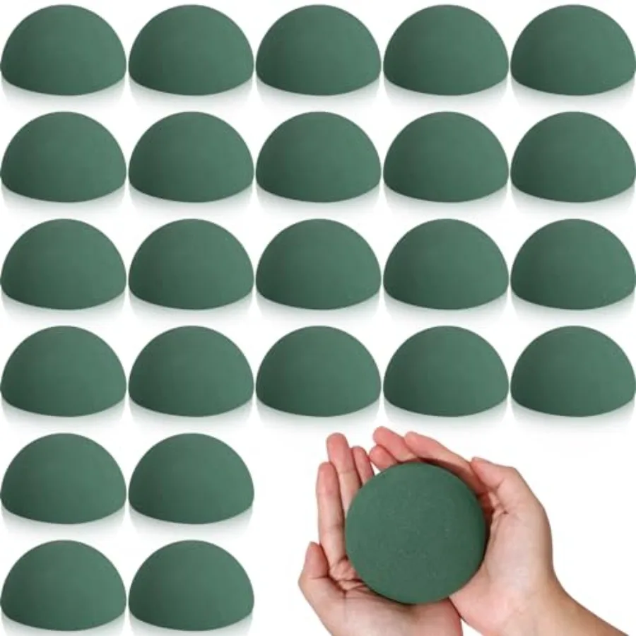 

Frienda 24 Pack Floral Foam Round Large '' Dry Foam Half Ball Green Foam Circles Block DIY Flower Craft for Artificial Plant Fl
