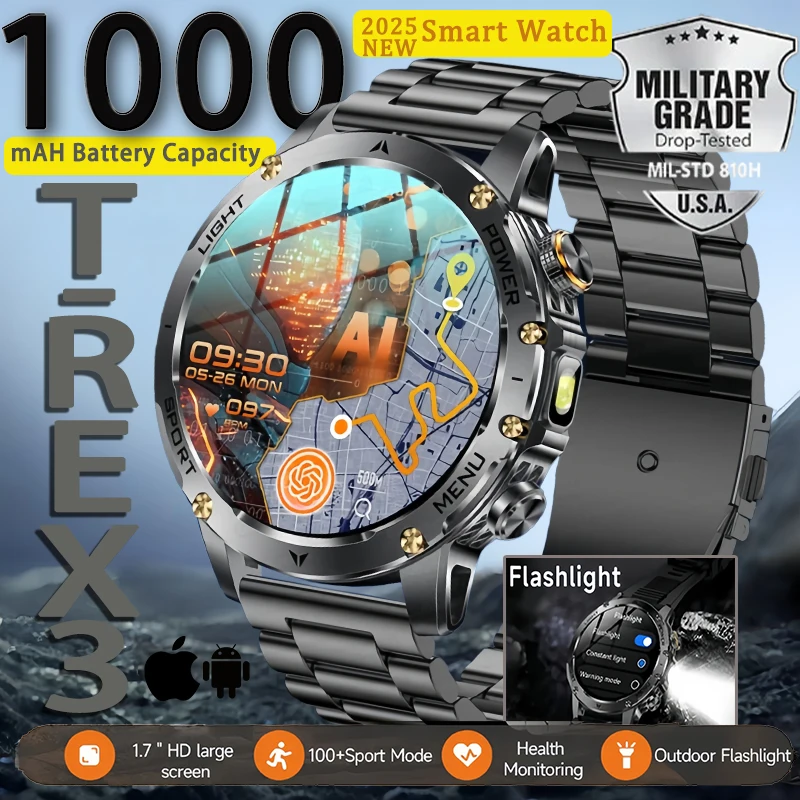 

1000mAh Battery Utdoors SportsSmartWatchFor Xiaomi GPS path AOMLED Screen Flashlight .ATM Waterproof Bluetooth call Smartwatch