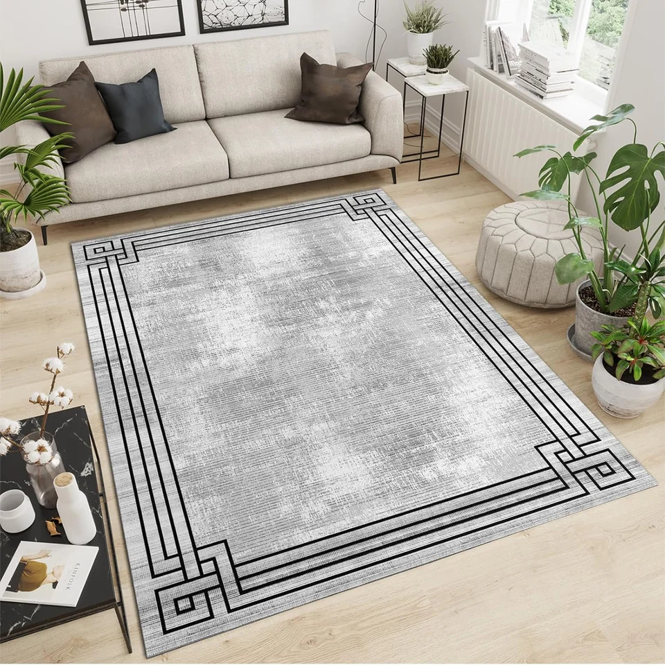 Area Rug Vintage Abstract Texture Bedroom Mat, Geometric Floor