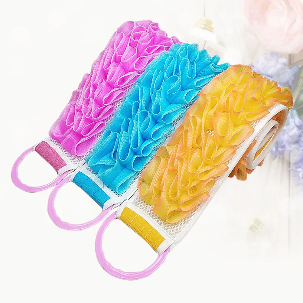 

3pcs Back Scrubber Double Sided Thickened Bath Towel Mesh Polyester Silk Exfoliating Shower Cleanser Dual Purpose Body Scrub