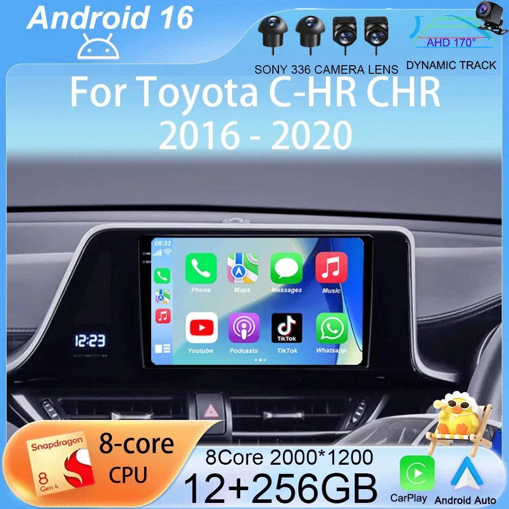 

Автомагнитола Android 16 для Toyota C-HR CHR 2016-2020 (правый руль), мультимедийный видеоплеер, GPS-навигация, Wi-Fi, 4G, DSP, без DVD