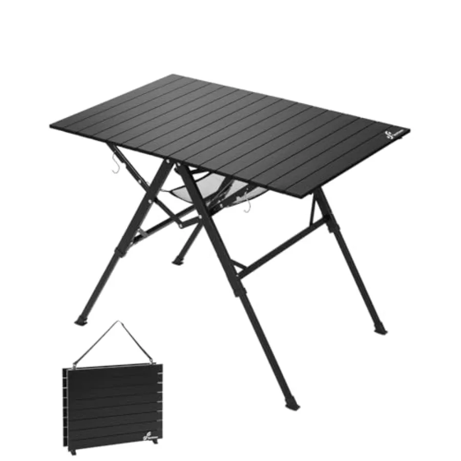 

Camping Table Folding Table Bi-Fold Portable with Fast Open Design Adjustable Height 16.5-27.6" 35.4"x23.6" Lightweight Aluminu