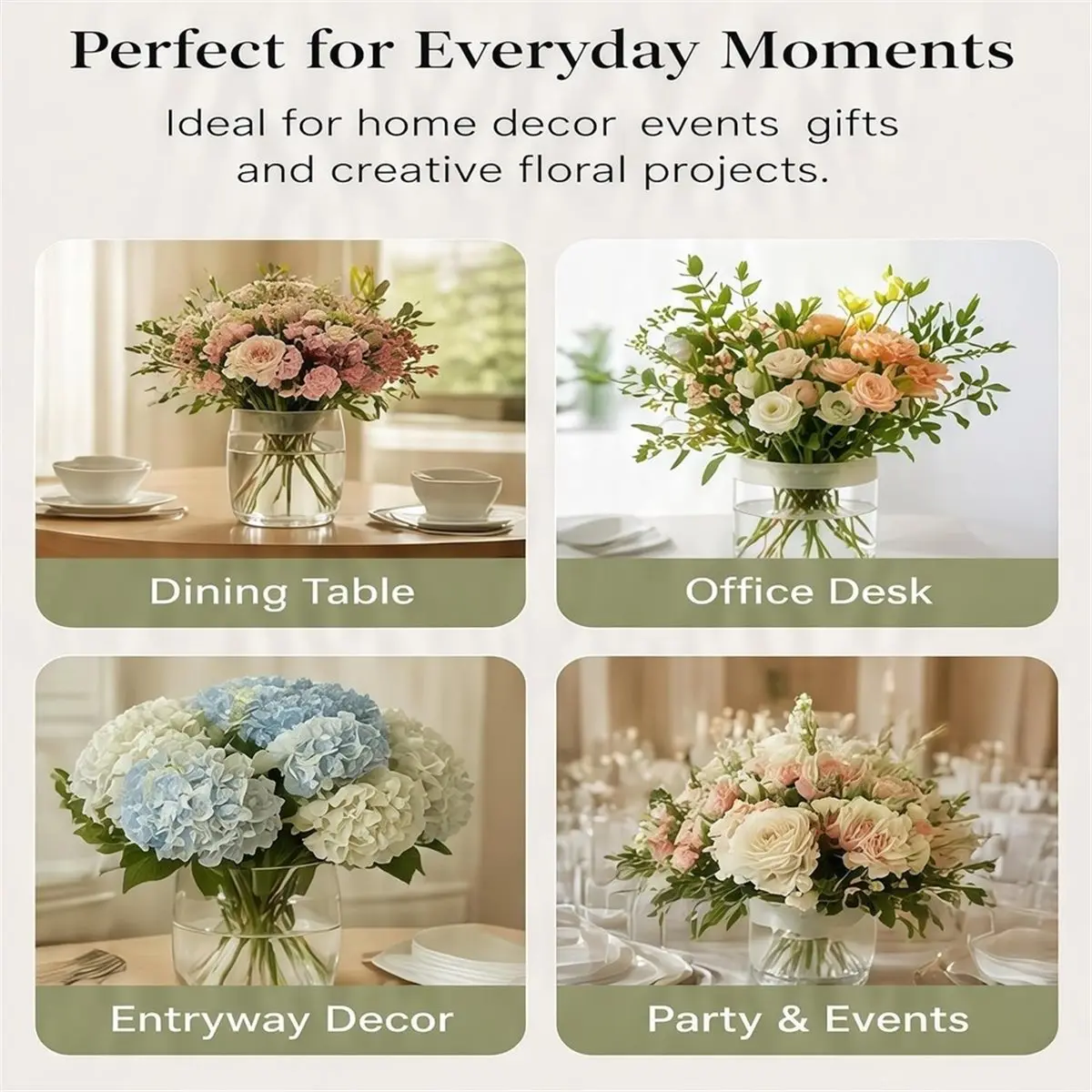 4PCS Reusable Silicone Flower Arranging Grid, Stretch Silicone Flower Arranger & Vase Holder Flower Arrangement Holder