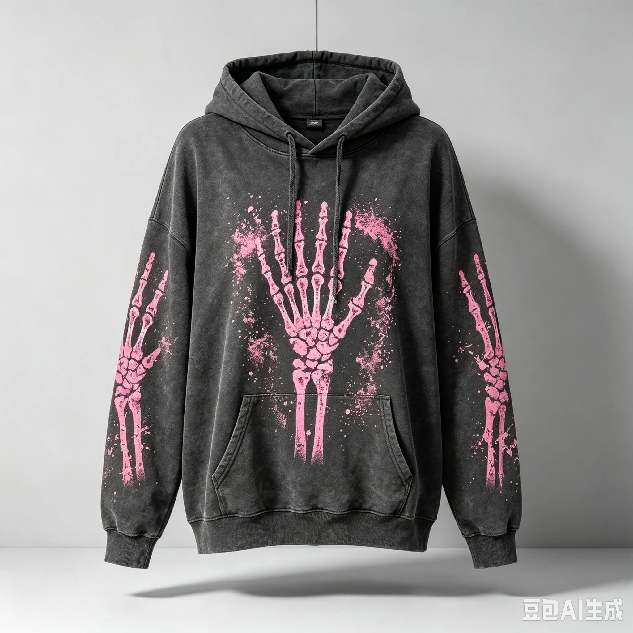 Women Pink Skeleton Hand Print Sweatshirt Long Sleeve Crew Neck Pullover Vintage Gothic Halloween Skeleton Sleeve Graphic Casual