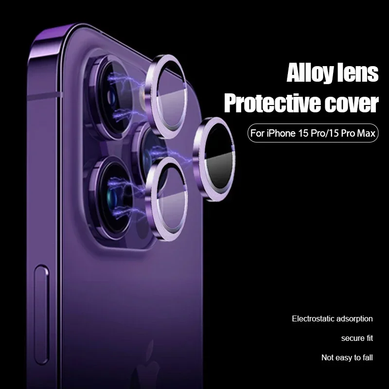 2-3Pcs For IPhone 15 14 13 12 Pro Max Alloy Camera Lens Protector Ring Lens Protection Shockproof Protective Cover Lens Glass