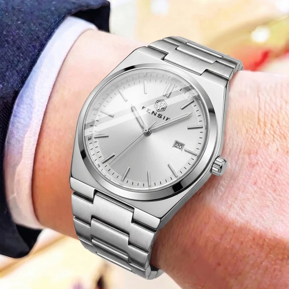 New Men's Watch, Light Luxury Business Quartz Watch, Men's Round Dial, Butterfly Clasp, Stainless Steel Strap, Calendar, Waterproof, Luminous Wristwatch, Versatile for Male Students and Workplace, Brand Men's Watch