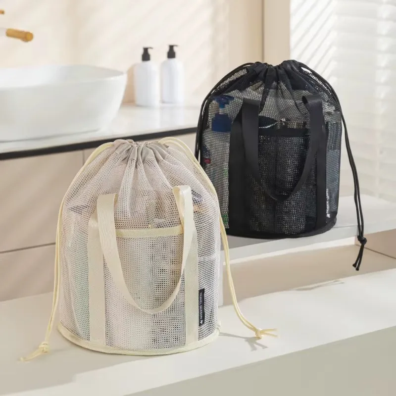 New Multifunctional Bathroom Toiletry Cosmetic Bag Foldable Travel Large Capacity Mesh Nylon Drawstring Bags Rope Bundle Pocket