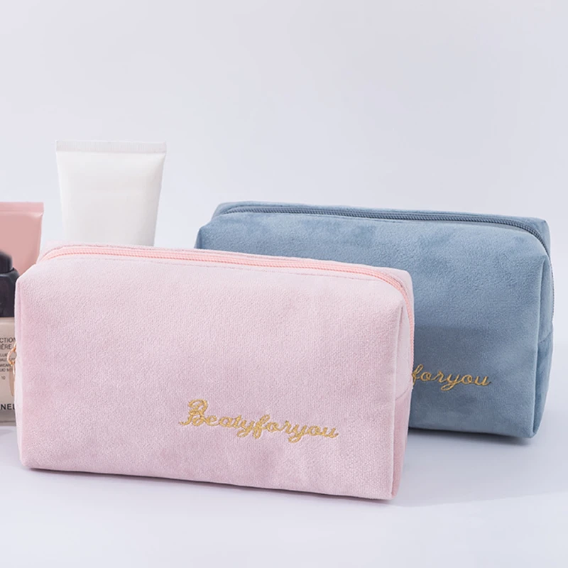 Bolsa de cosméticos de viaje para mujer, organizador de artículos de tocador de maquillaje, bolsa de almacenamiento, Neceser de terciopelo, moda