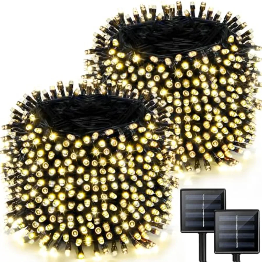 Solar String Lights Outdoor 170Feet 480 LED Christmas Light 8 Modes, Auto On/Off, Memory Function, Waterproof Solar Twinkle Lig