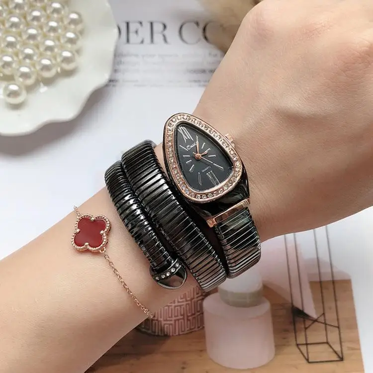 Diamond Wristwatch Female Fashion Women Watch Luxury Brand Snake Quartz Ladies Gold Watch Bracelet Watches Clock reloj mujer