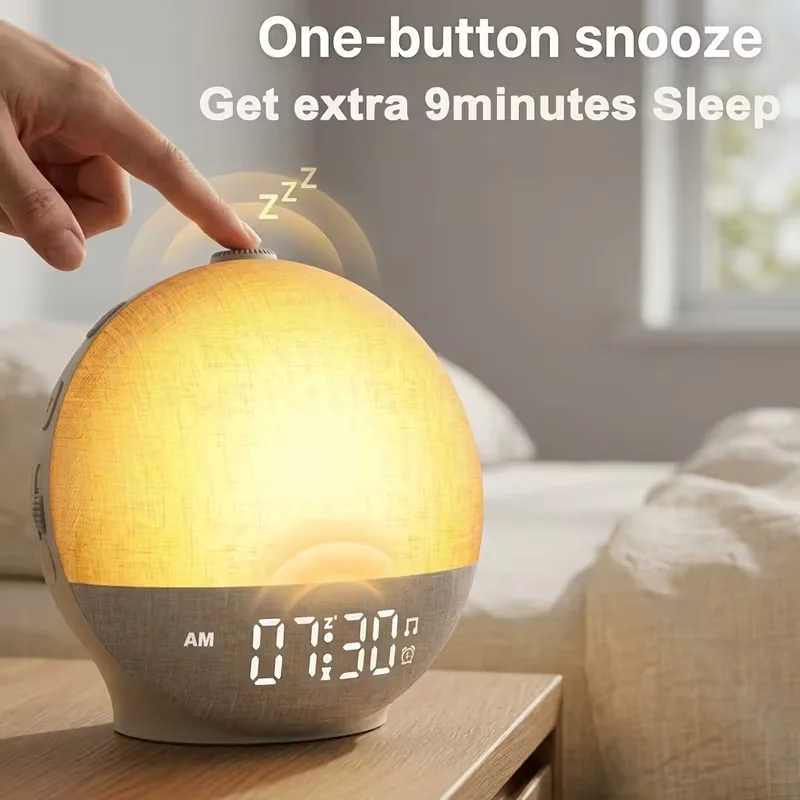 ウェイクアップライト-ホワイトノイズ-bluetoothスピーカー-30種類の癒しサウンド付き、サンライズアラームクロック-寝室用雰囲気照明-ホームデコレーション用