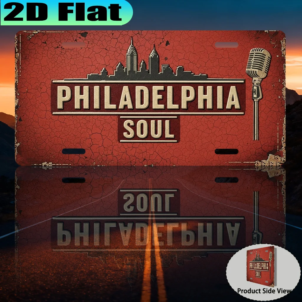 2D Flat - 【2D Flat】 2D Flat - [2D Flat] 1pc, Philadelphia Soul Vintage Aluminum Sign (12X6 Inches), for Decorative Purposes Only