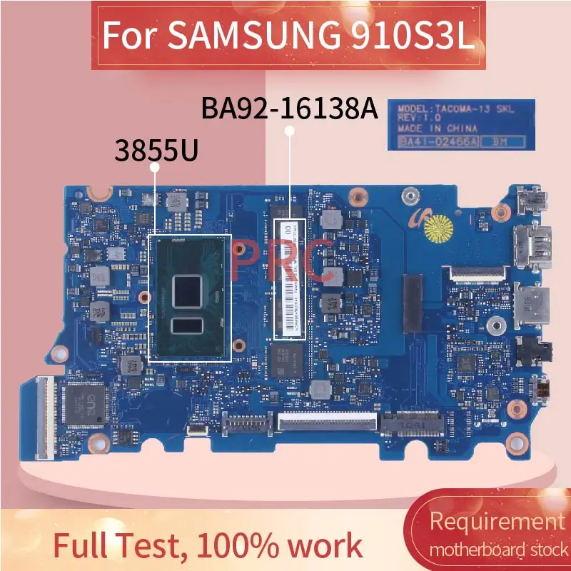 Placa Base para Laptop SAMSUNG 910S3L BA41-02466A SR2EV 3855U con RAM BA92-16138A, Placa Madre para Notebook, Totalmente Probada