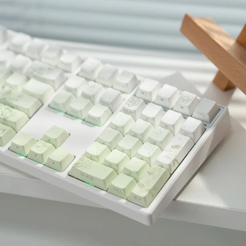 

Camellia jasmine keycap with translucent five sided side carving