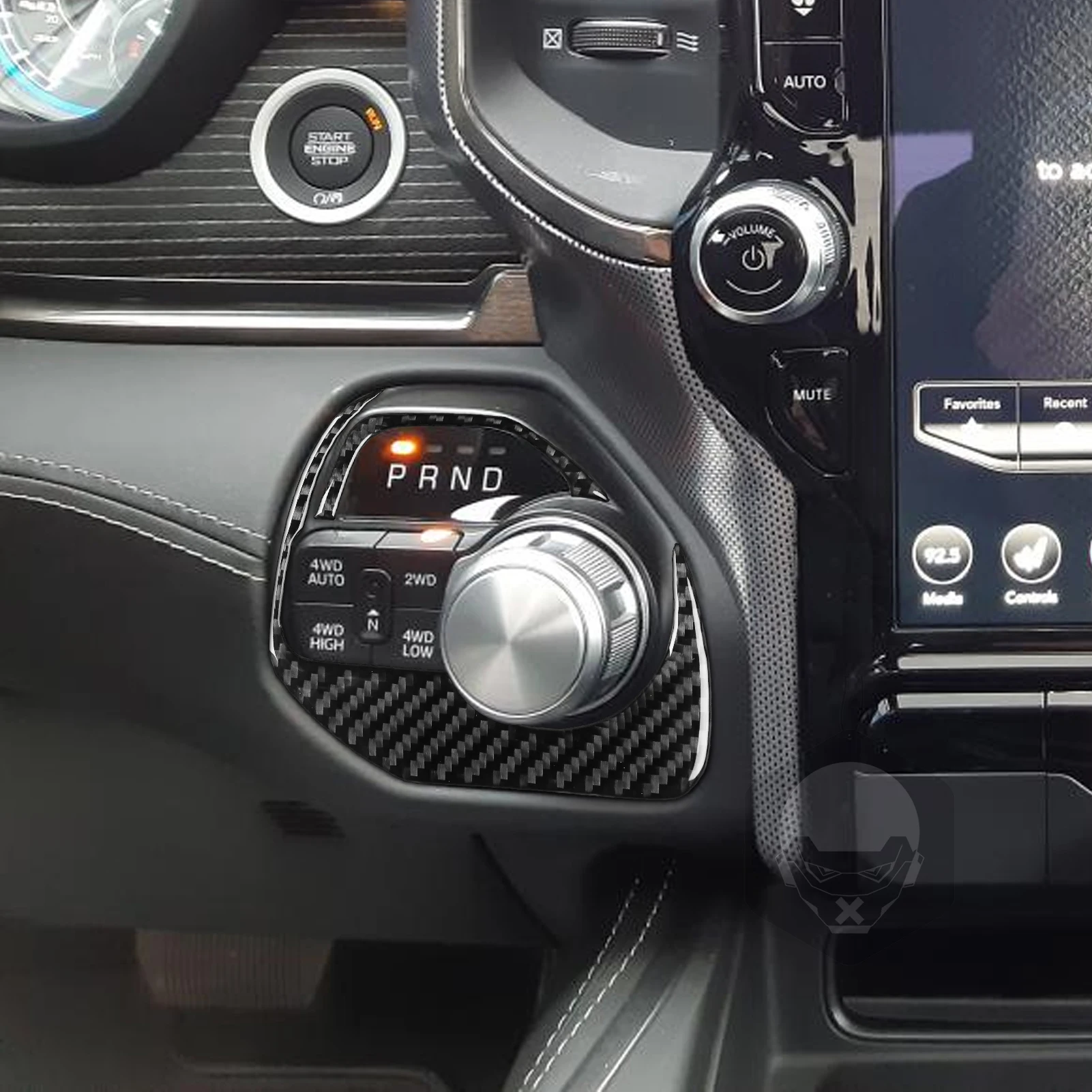 For Dodge RAM 1500 2500 3500 2019-2023 Carbon Fiber Gear Shift Panel Trim Cover Car Interior Accessories Decorative Stickers