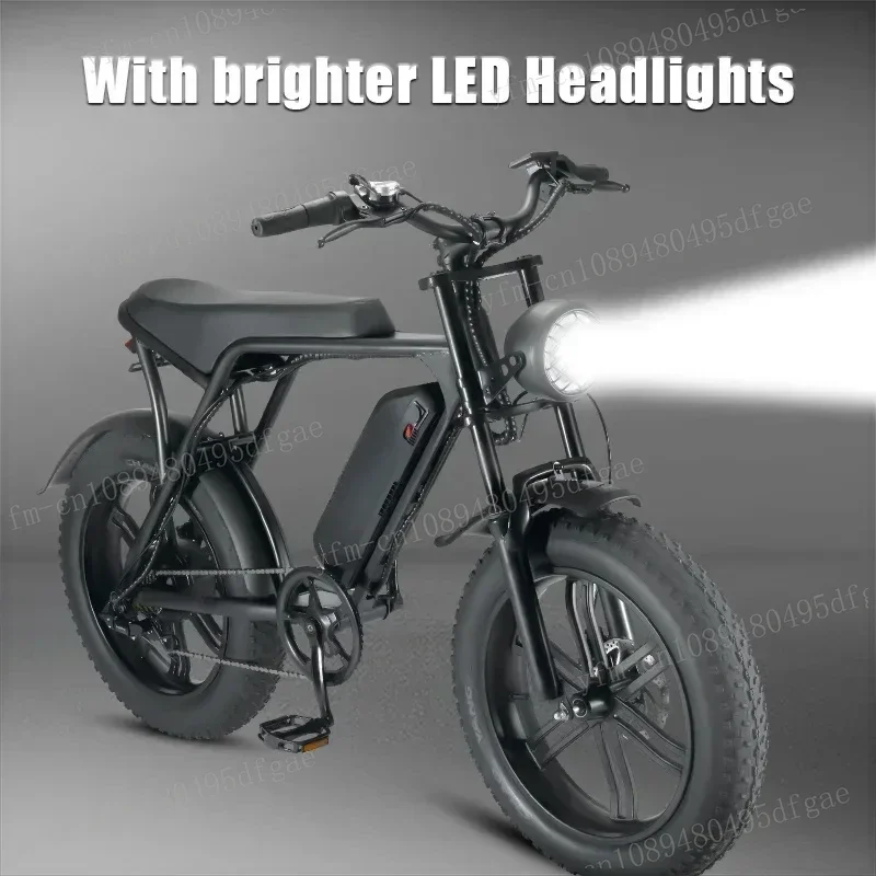 1000W 48V15AH V8 Back Seat Fat Tire Electric Bike Beach Cruiser Off-Road Electric Bike Adult Mountain Electric Bike