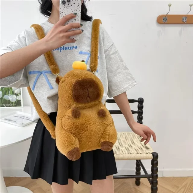 Cute Soft Plush Capybara Backpack Girl Fashionable Crossbody Bag for Women Kawaii Shoulder Bag for Children Gifts for Girlfriend 2 Cute Soft Plush Capybara Backpack Girl Fashionable Crossbody Bag for Women Kawaii Shoulder Bag for Children Gifts for – view 2