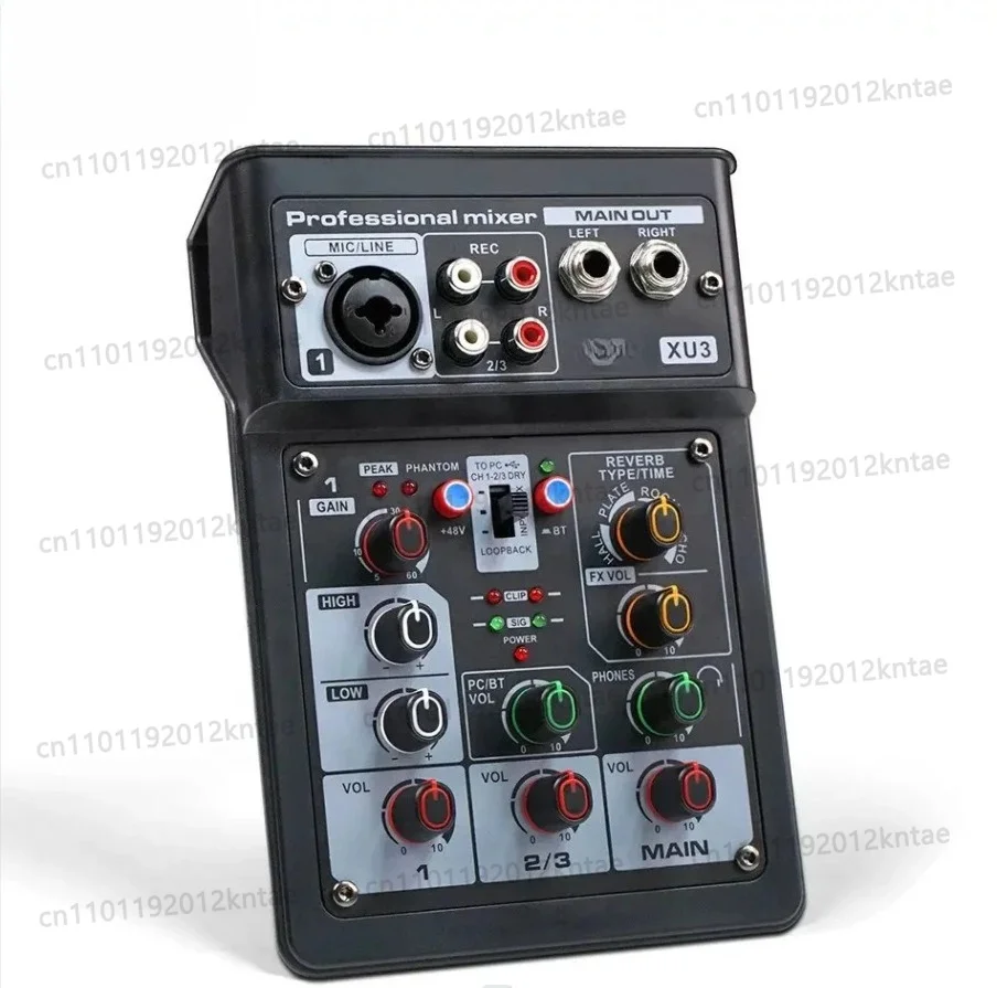 Professional 3-way mixer with reverb bluetooth playback multi-mixer equalization console