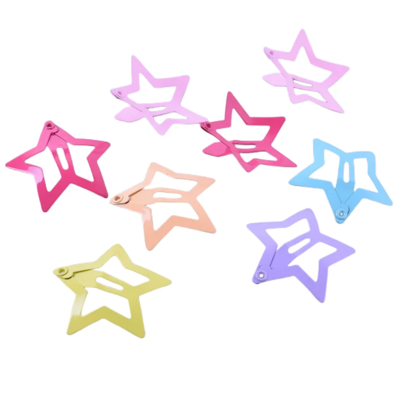 10pcs Colorful Star BB Hair Clips Girls Y2K Cute Star Barrettes Women Simple Metal Snap Clip Headdress Hair Jewelry Accessories