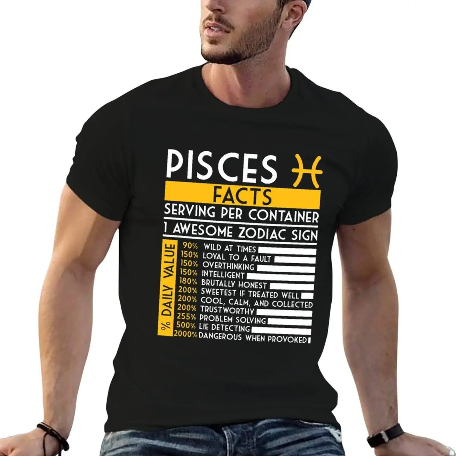 Pisces Facts Zodiac Horoscope Funny Astrology Star Sign T-Shirt customizeds korean fashion mens cotton t shirts