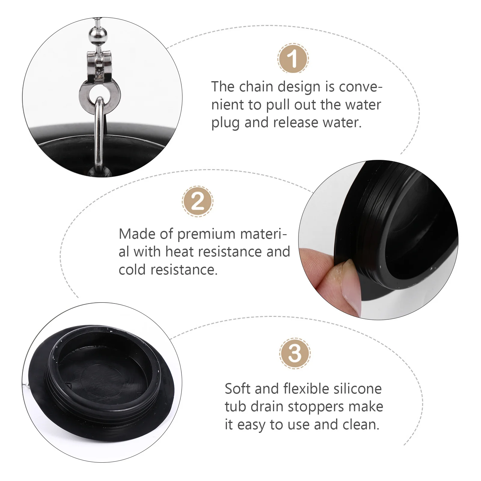 

2 pcs 1 Set Silicone Water Plugs Soft Flexible Sealed Drain Stoppers For Bathtub Pool Sink Hair Stoppers Wear-Resistant Tub