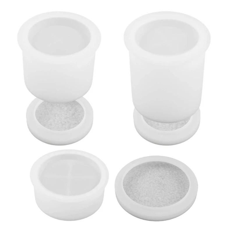 Silicone Organizers Mold Storage Cup Makeup Brush Storage Jar Mold Resin Jar Mold with Lid Jar Epoxy Casting Dropshipping