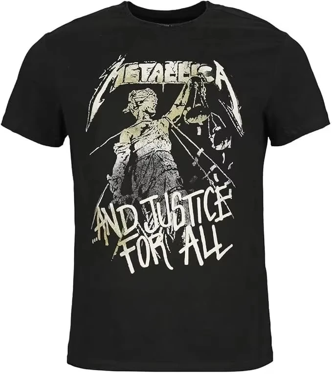 Camiseta Metallica Justice For All com estampas artísticas, moda verão, masculina e feminina, algodão, casual, estilo street, clássica, da banda.
