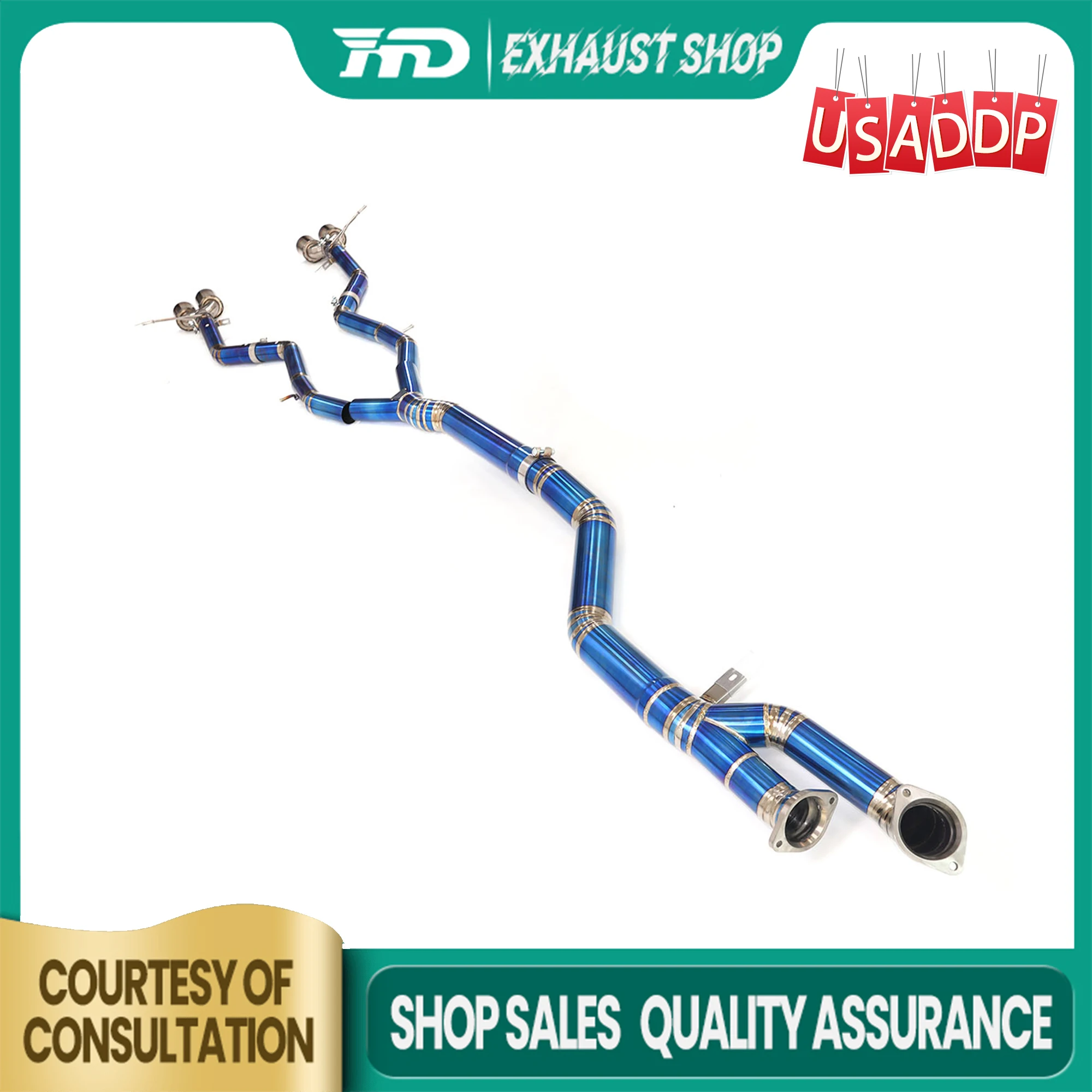 

Exhaust for BMW M3 M4 G8X Catback Tips without Valve Ti Non-chemical spray paint Blue-baked Non-destructive installation