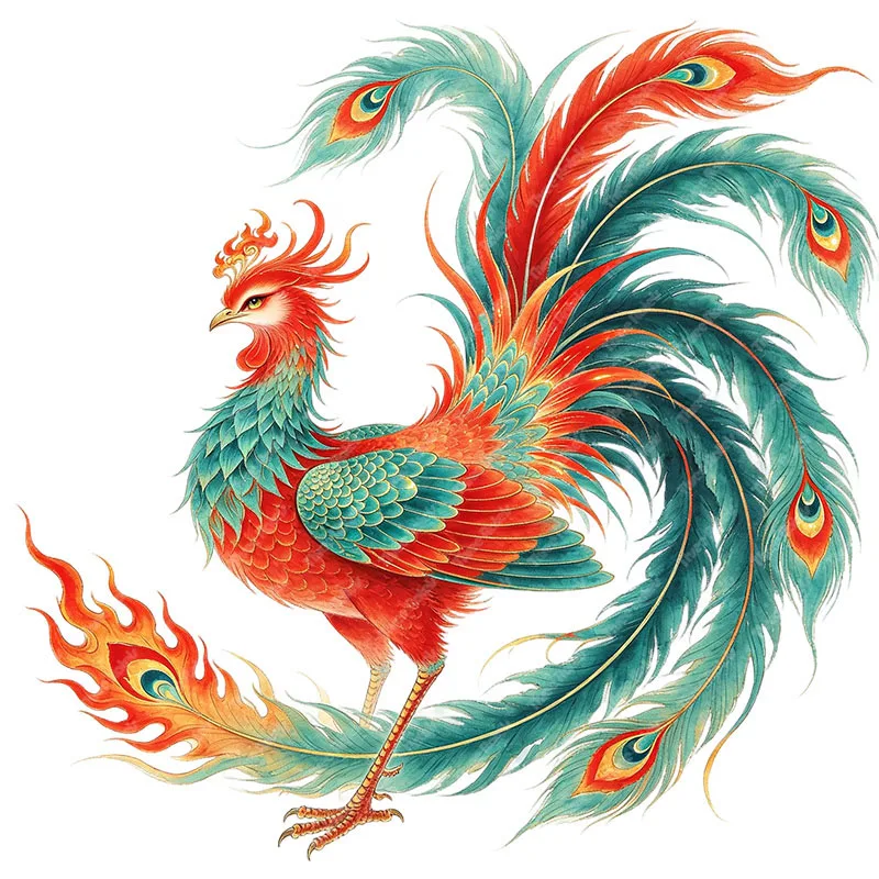 Three Ratels CAB52  Blue and red phoenix art wall stickers for home decoration Car body decals Waterproof self-adhesive