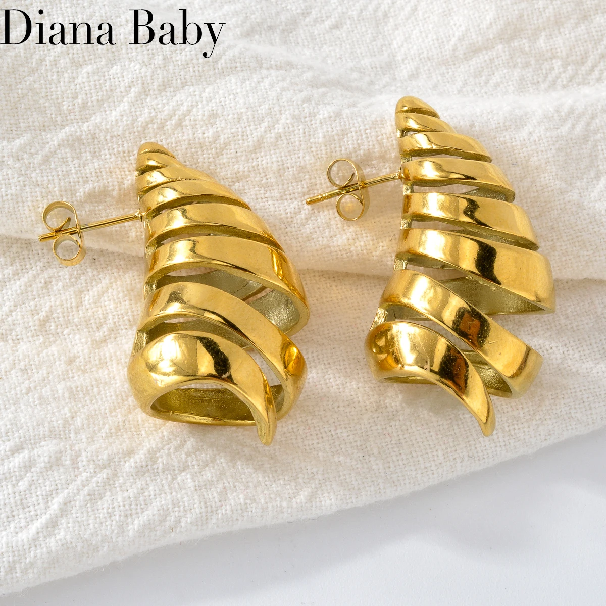 

Diana baby Geometric Twisted Big Earring For Women Stainless Steel Gold Plated Statement Jewelry 2023 Trendy Punk Jewellery