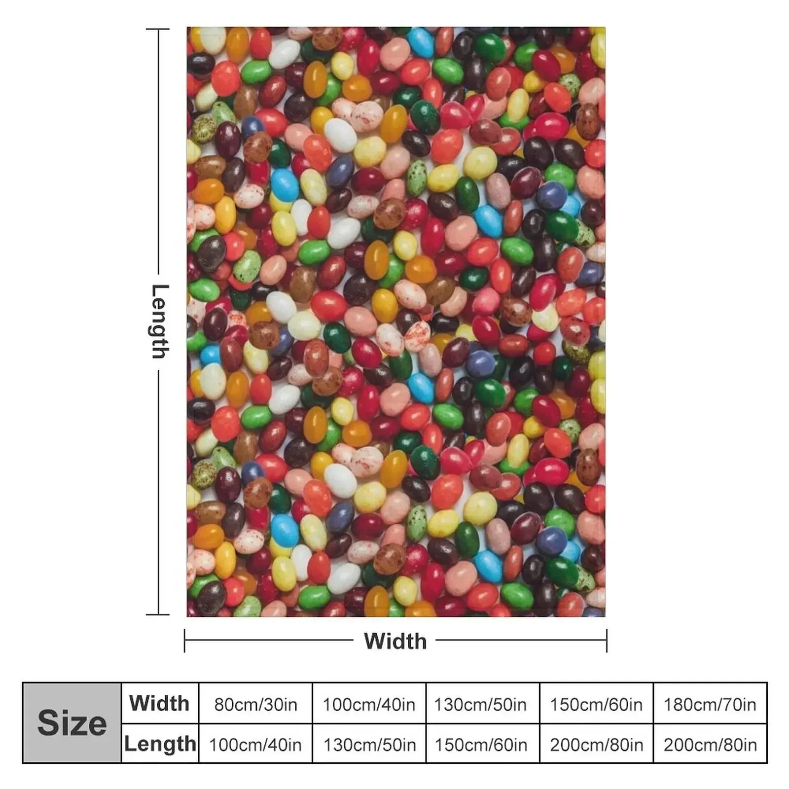 Gourmet Jelly Bean Candy Photo Pattern Throw Blanket Soft Custom for sofa Bed Fashionable Blankets
