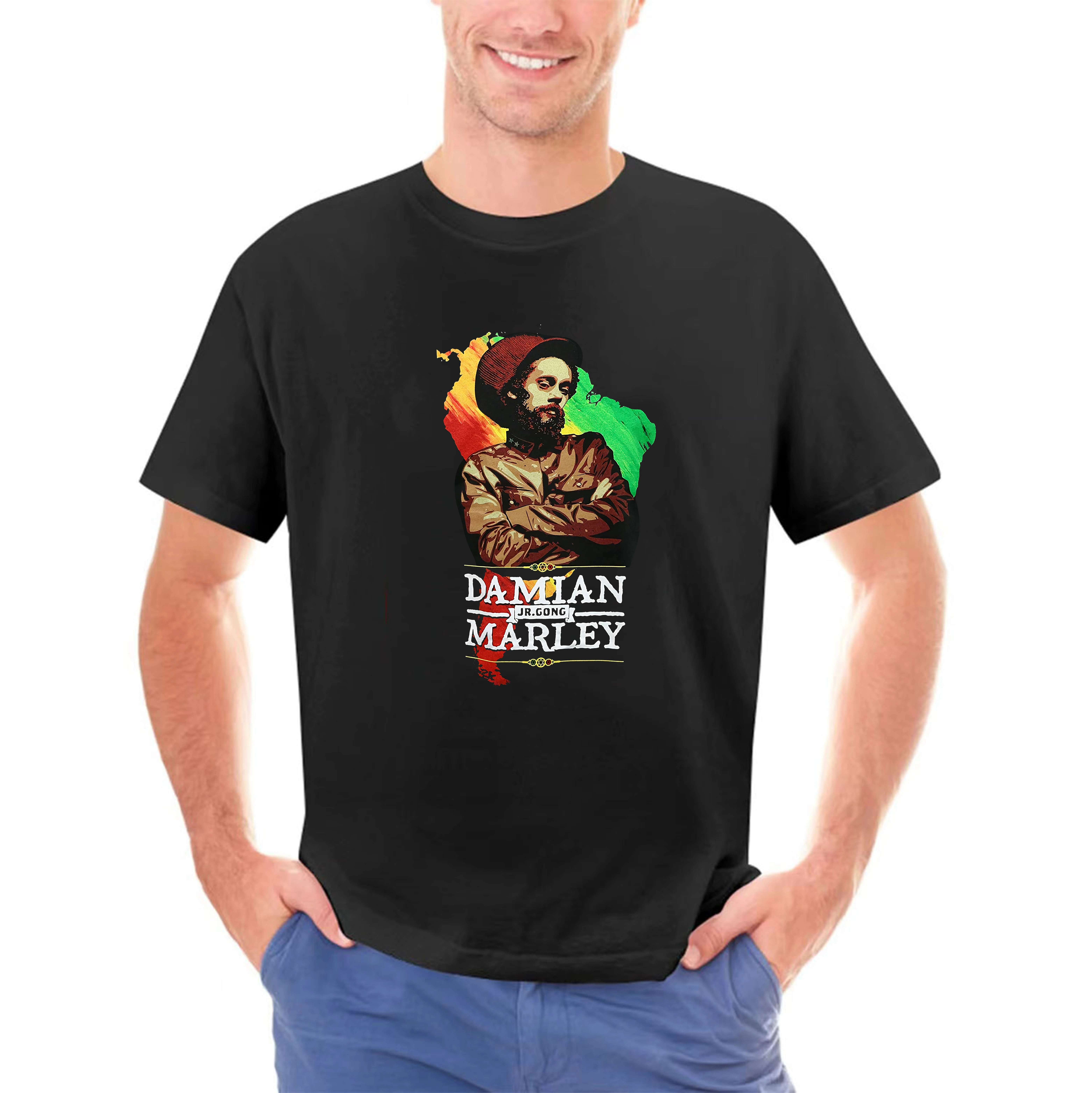 Authentic DAMIAN MARLEY Continent Slim Fit T-Shirt S-3XL NEW Men T Shirt Print Cotton Short Sleeve T-Shirt Top Tee Plus Size