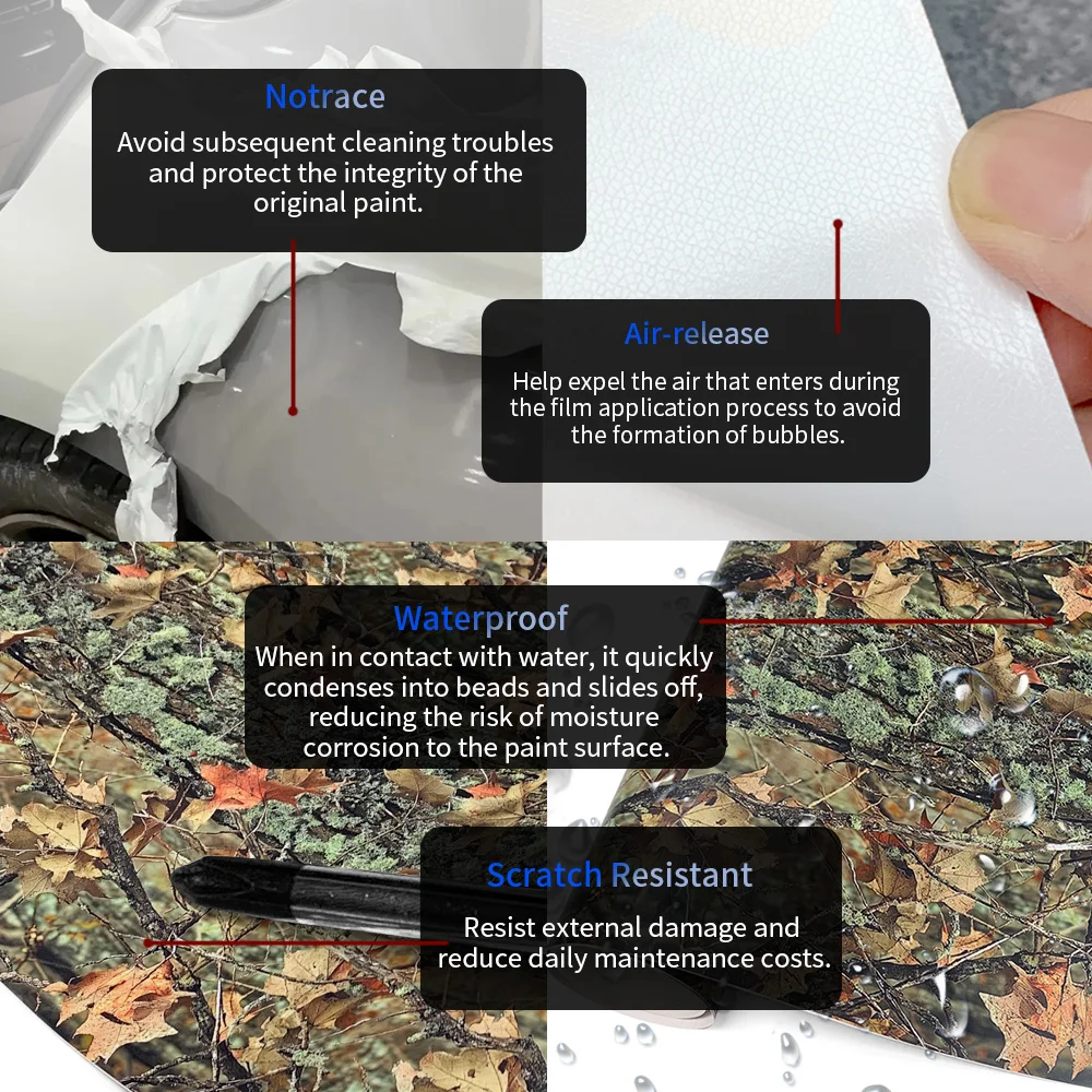 Vinyl-Folien-Autostyling und -Verkleidung Selbstklebende Kratzfeste Aufkleber für Autofolien-Abdeckung Tarnfolie Fahrzeugdekoration – Detail 2