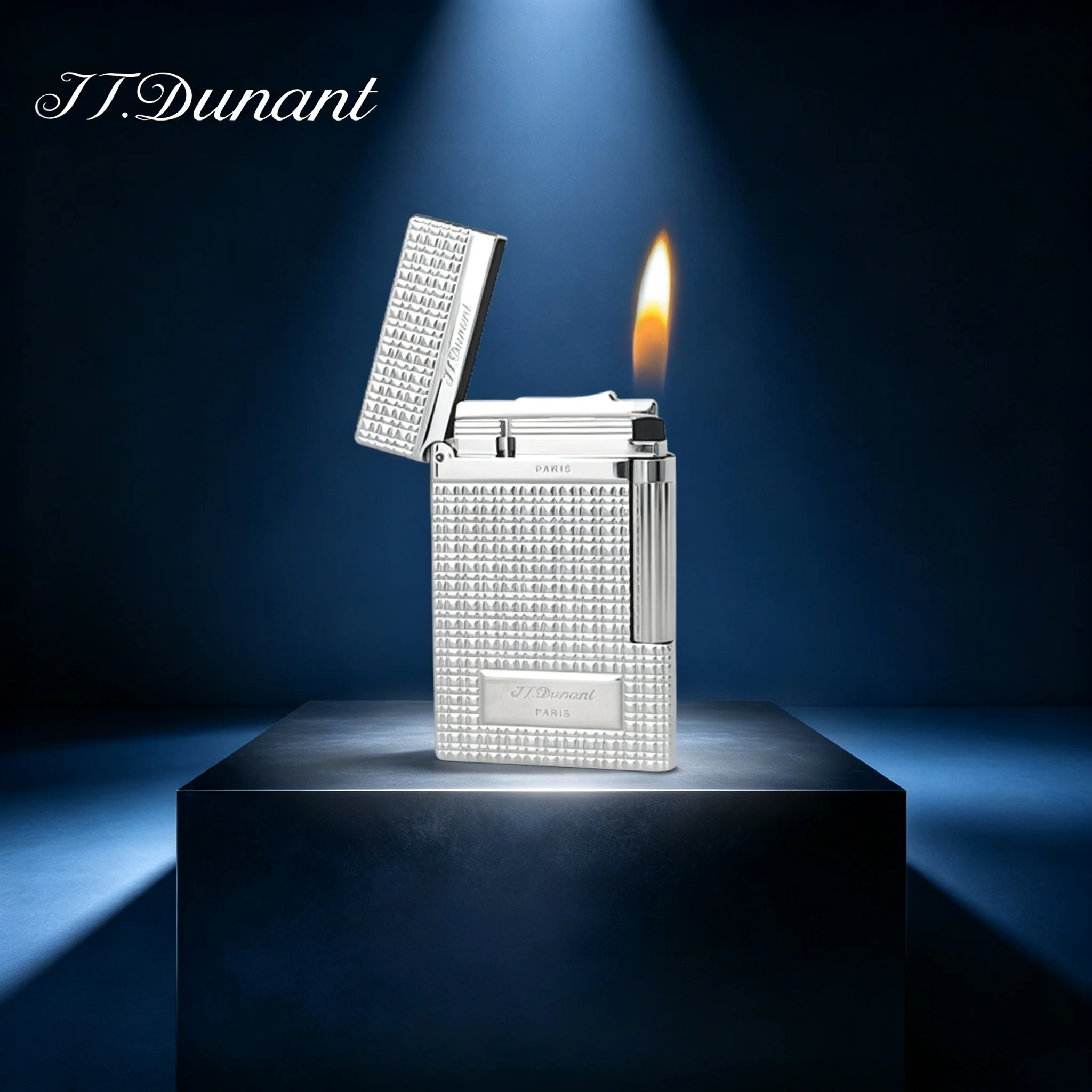 JT.Dunant Gas Lighter Metal Refillable Butane Single Fire Lighter Smoking Accessory Gift with Ding Sound  for Men's Collection