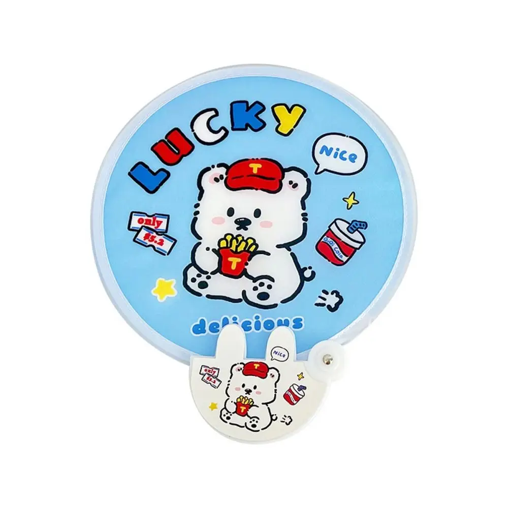 Folding group fan creative summer small fresh cute cartoon portable cool fan hand fan round pocket fan