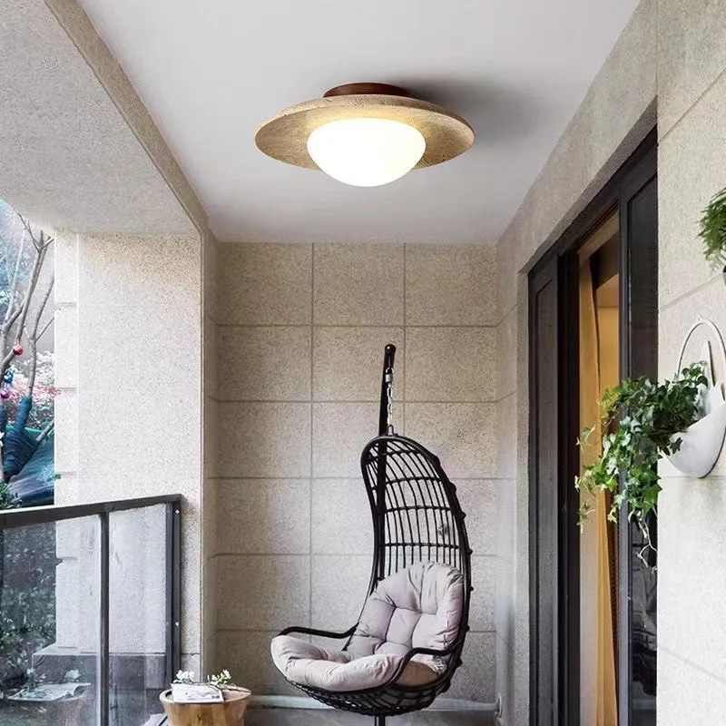 

Natural Yellow Cave Stone Nordic Minimalist Villa Hallway Sun Lamp Japanese Wabi Sabi Style Entrance Hallway Ceiling Light