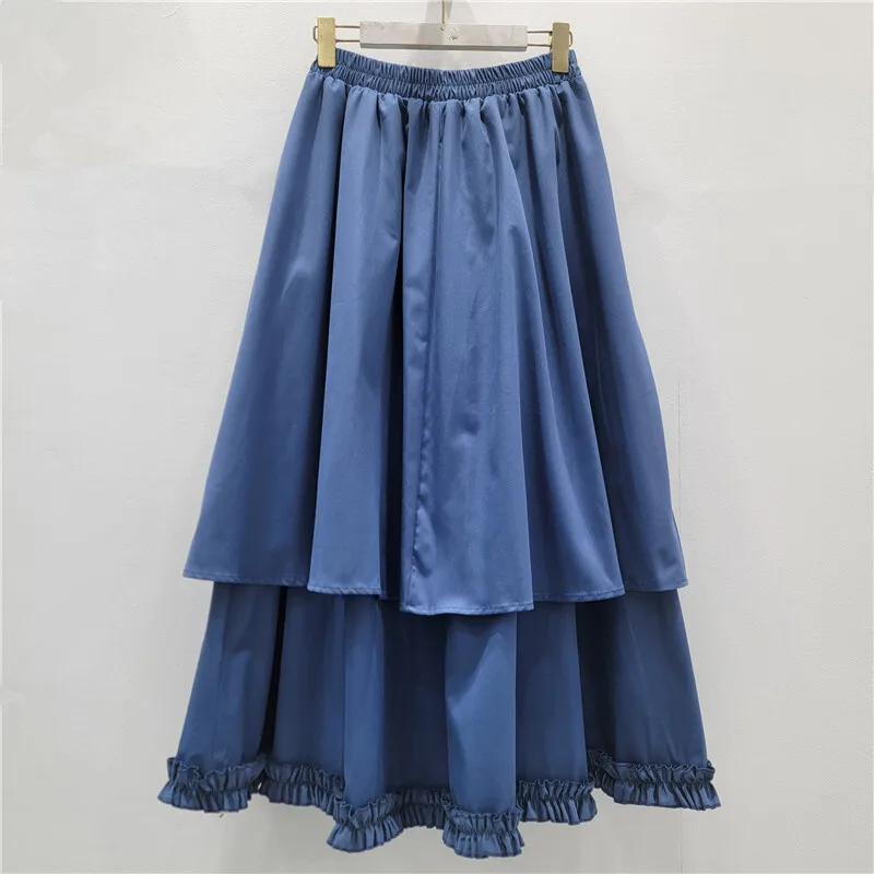 HKSH Spring Autumn New Women's Skirt Solid Color Elastic Waisted Pleated Elegant High-end Versatile Casual Trendy Skirts HK14420