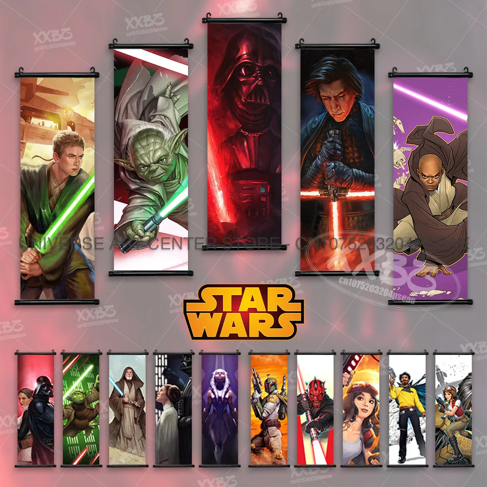 

Star Wars Attack Of the Clones Posters Decorative Paintings Wall Art Obi-Wan Kenobi Scrolls Pictures Mace Windu Movie Home Decor