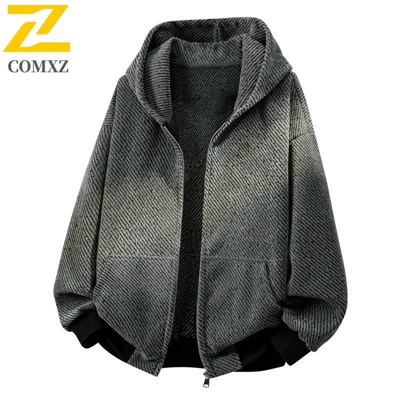 

COMXZ New Korean Spring Autumn Trend Fake Two Piece Coat Men Winter Casual Jacket Versatile Premium Handsome Hooded windbreaker