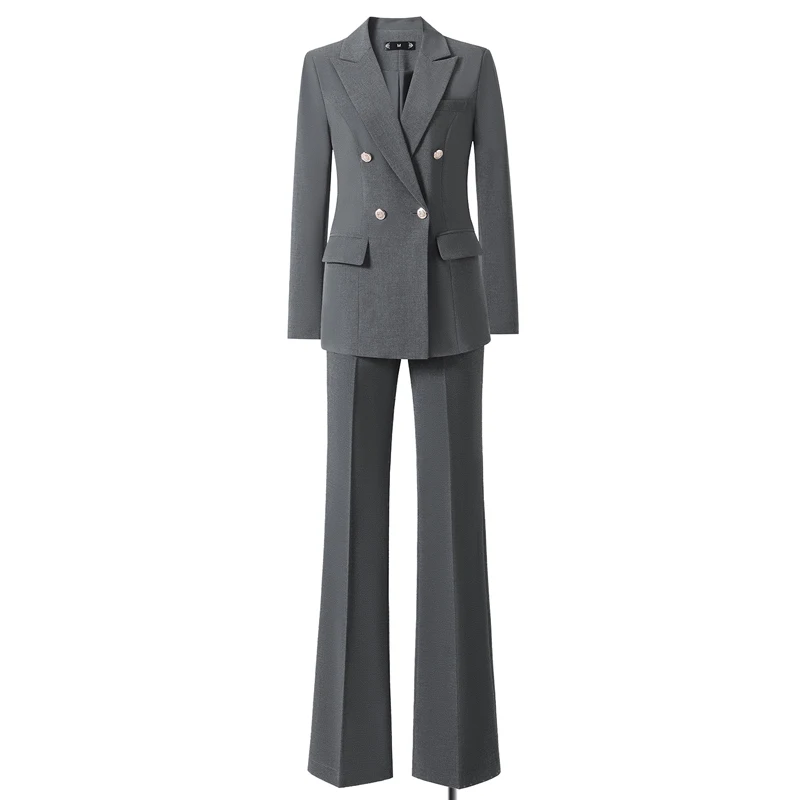 ZJYT Chic Business Elegant Woman Suits Two Pieces New Matching Sets Blazer Pants Lady Outfit Classic Formal Clothes Office Work