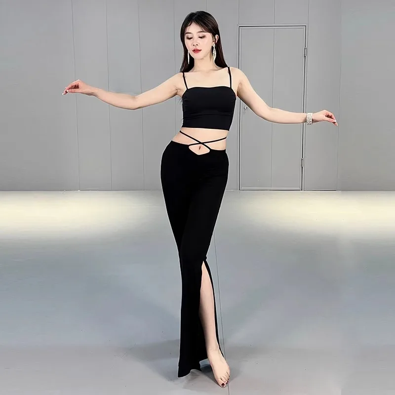costume di danza del ventre personalizzato latino sexy diviso svasato pantaloni da esercizio dimagranti pantaloni da ballo per spettacoli di danza orientale