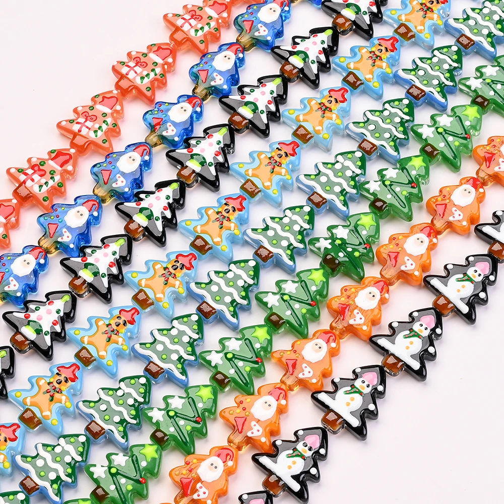 

Набор из 3 стеклянных бусин, рождественская елка, доступны разные стили, браслет «сделай сам», брелок для телефона, креативный набор для рукоделия