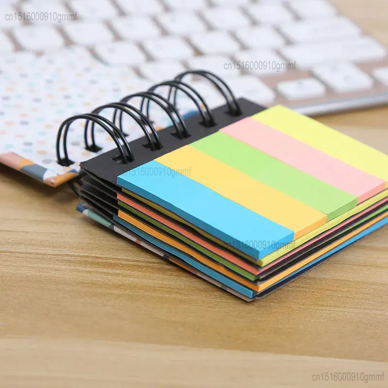Multi-layer Paper Sticky Note Memo Pad Hard Cover Spiral Coil Mini Notebook Notepad Planner Self-Adhesive Stickers Office Supply