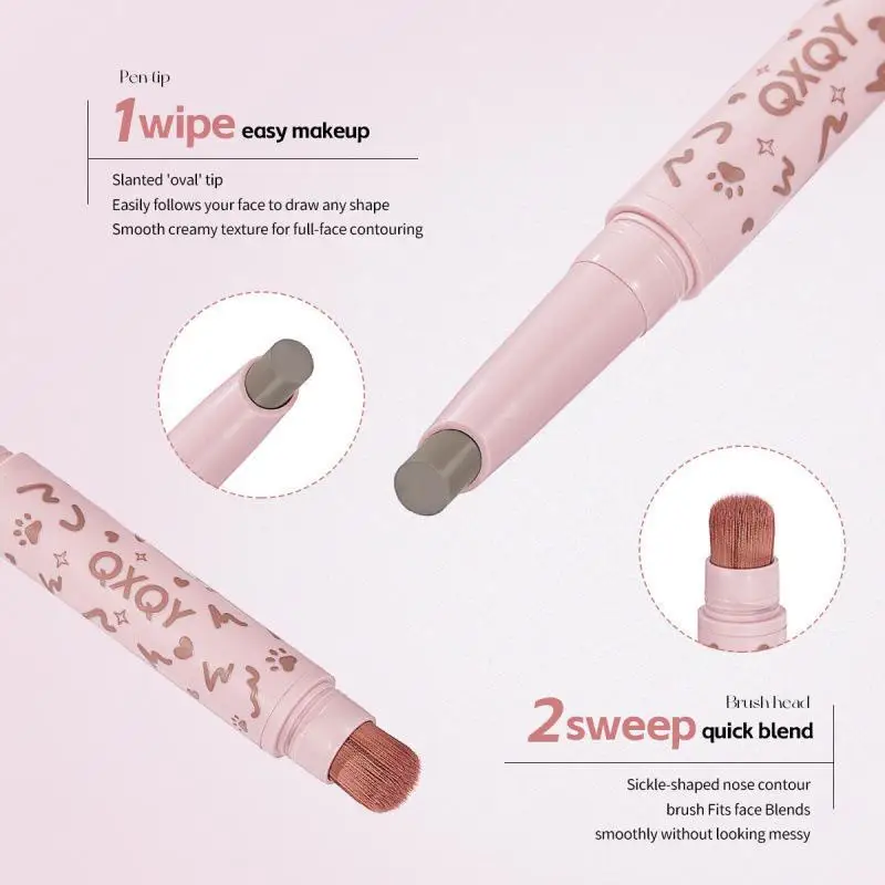 Dual Ended Cream Contour Stick With Built In Brush Waterproof For Daily Makeup Travel Party LooksUniversal Box